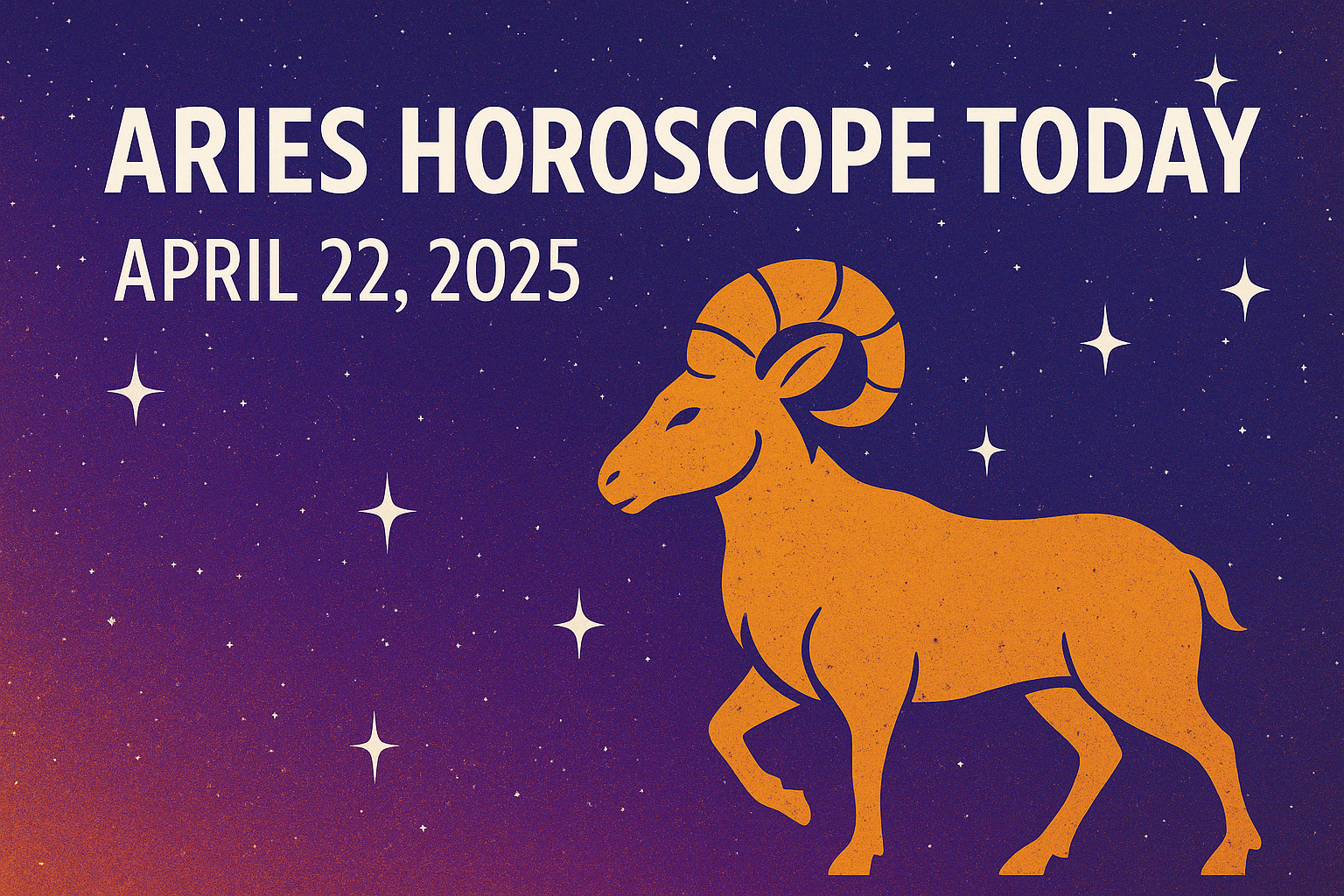Celestial illustration featuring zodiac symbol for Aries with glowing sun and bold colors